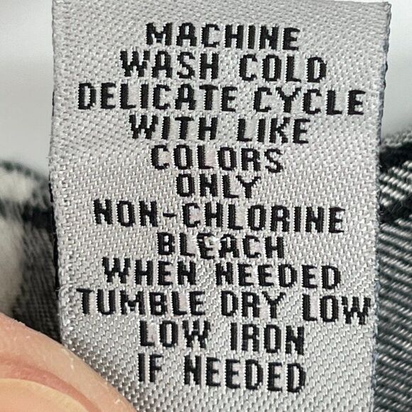 Catherines Plus Size 3X Plaid Button Down Shirt Black White Lace Trim Roll Tab S - Picture 5 of 10